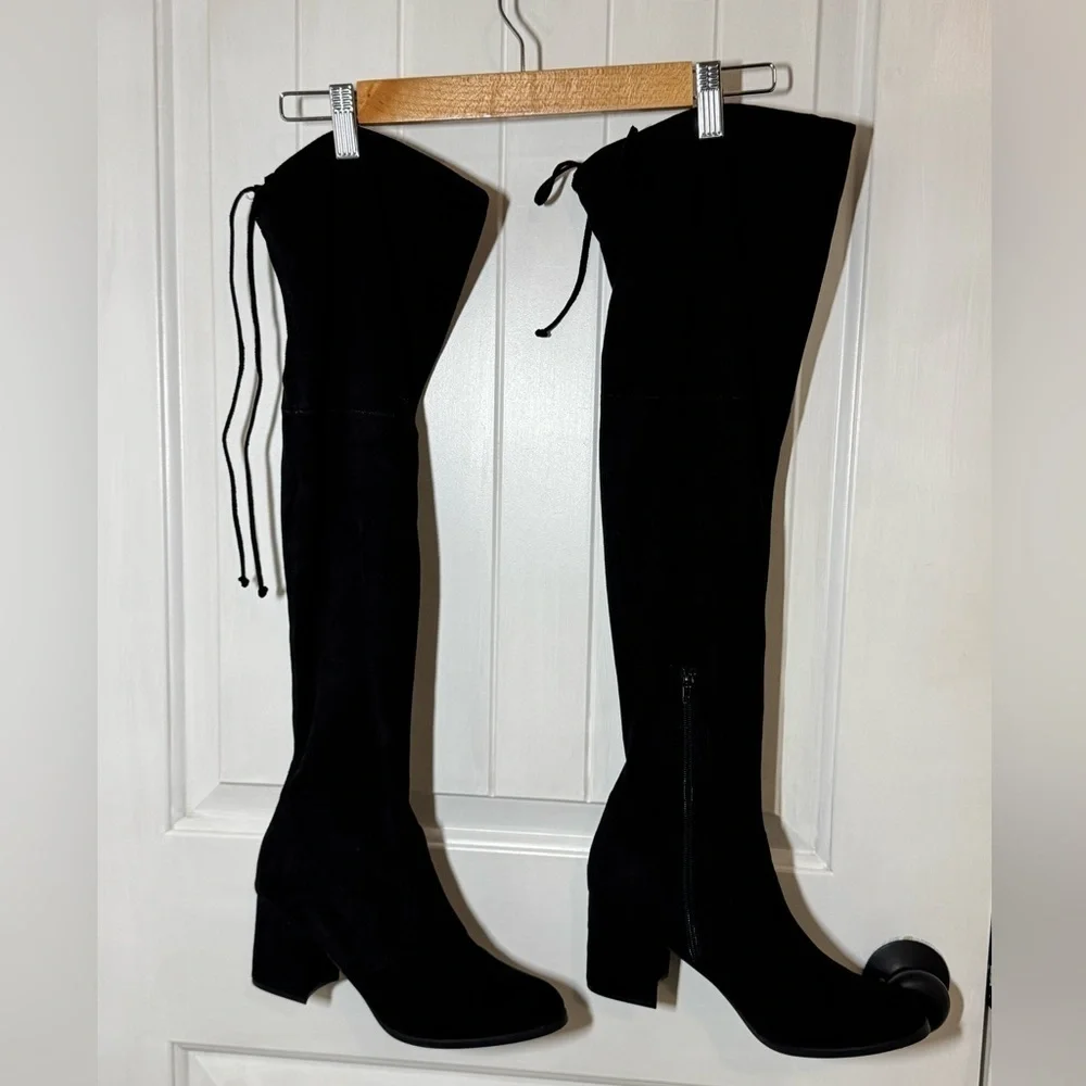 Unisa Sleek Black Quesia Over-the-Knee Boots